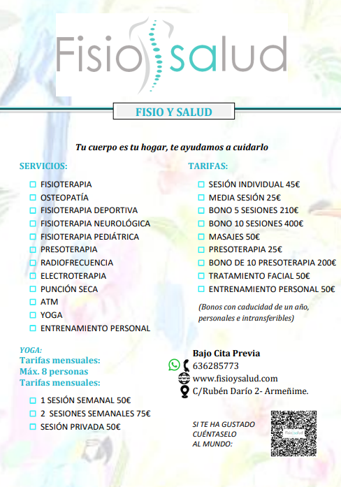 Imagen que muestra una carta con todos nuestros servicios y tarifas, con el contacto para poder contratar el servicio